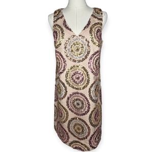Trina Turk Glitterati Sequin Shift Dress Pink Gold Size 4 NWT Mini